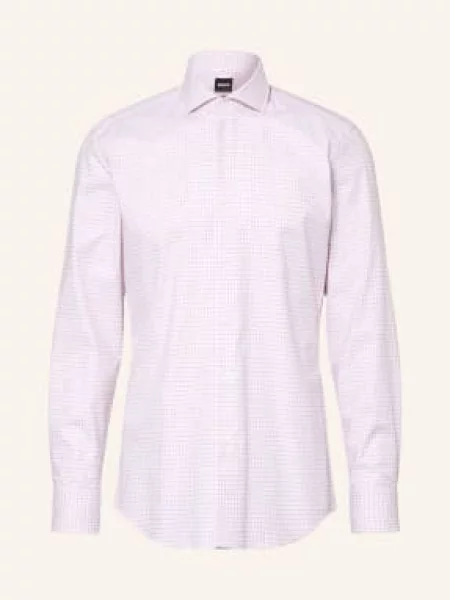 Boss Košile Hank Slim Fit / světle růžová / tmavě červená bílá