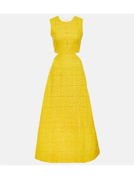 Rochie maxi Ganni cu broderie de costum galben