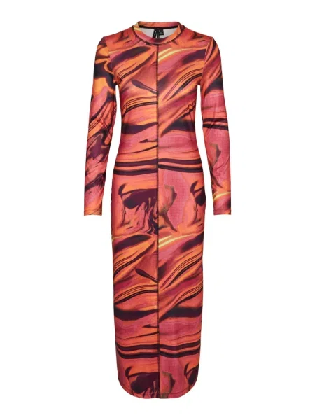 VERO MODA Šaty Gitte / korálová / burgundská červeň oranžová