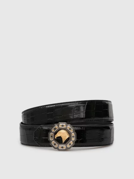 Кожаный ремень Stefano Ricci с ремешками черный