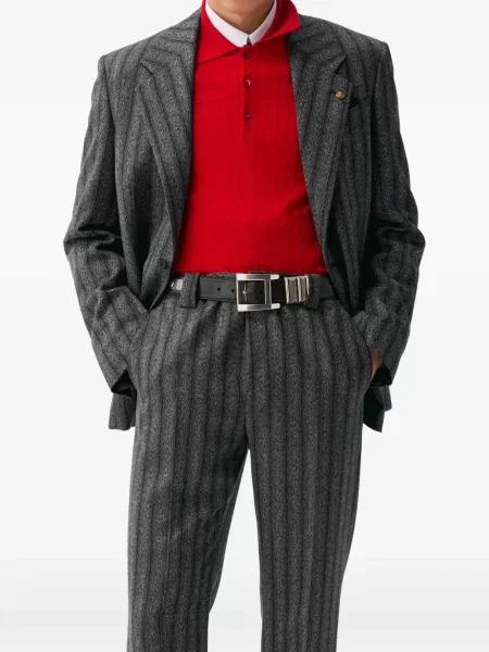 Pantaloni Versace de lână business gri
