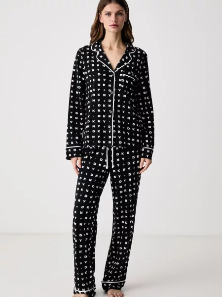 DKNY pyžamo s viskózou černé
