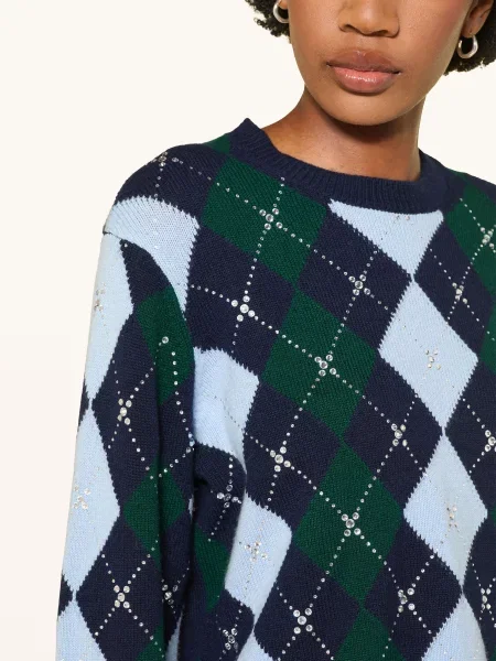 Maje Sweter Z Kamieniami Ozdobnymi blau granatowy