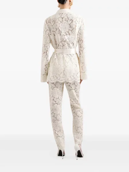 Pantaloni Dolce & Gabbana din dantelă alb