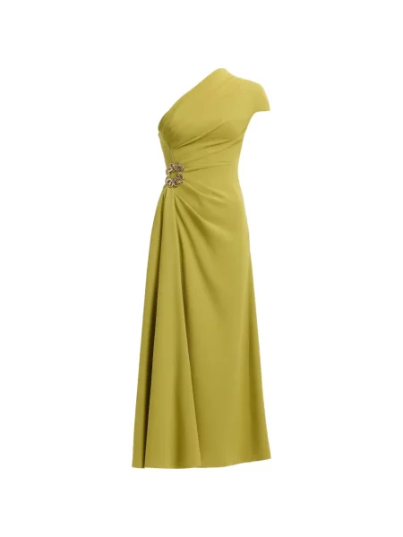 Rochie midi Elie Saab cu un umăr gol verde