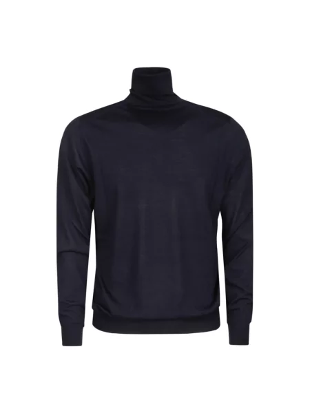 Lniany sweter z golfem Filippo De Laurentiis niebieski