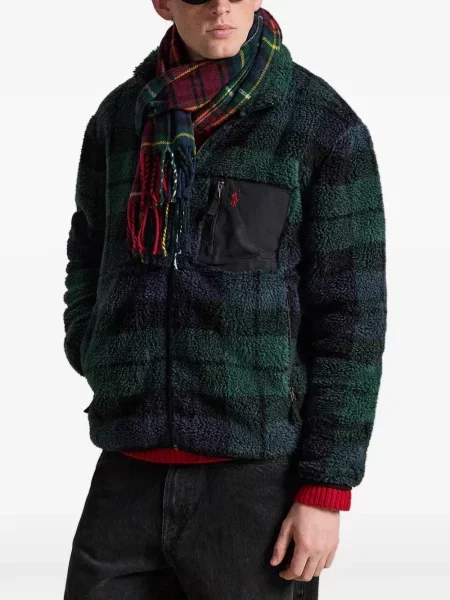Pledas flanelinis kepurė su snapeliu Polo Ralph Lauren su petnešėlėmis aplink kaklą violetinė