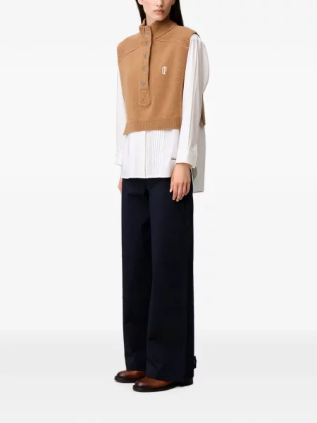 Top Claudie Pierlot fără mâneci tricotate maro