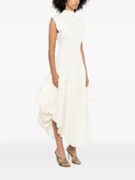 Rochie midi Aje tricotate alb