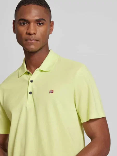 Koszulka polo o kroju slim fit z wyhaftowanym logo model ‘EALIS’ Napapijri żółte