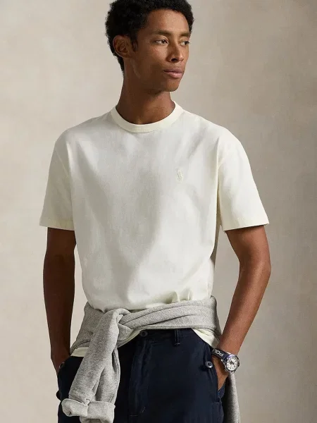 Тениска Polo Ralph Lauren с изчистен дизайн бежово