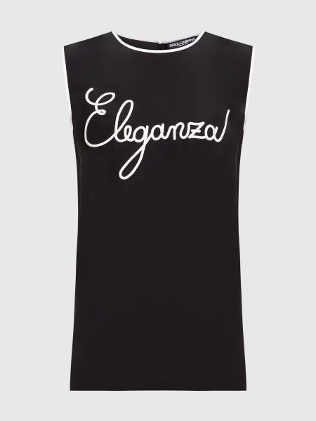Топ із шовку з контрастною вишивкою Dolce&gabbana чорний