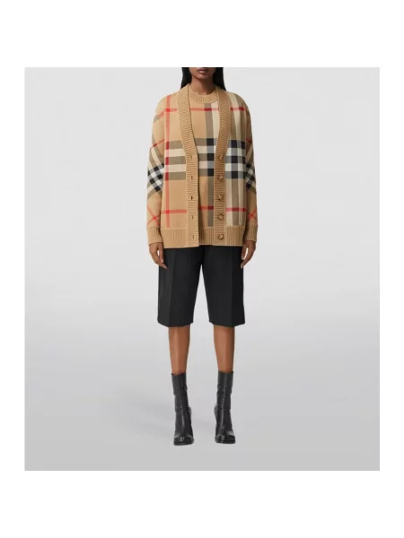 Kardigan Burberry w kratę beżowy