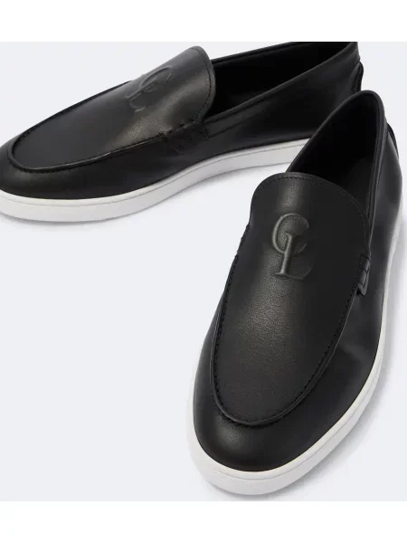 Usnjene slip on hlačke Christian Louboutin črna