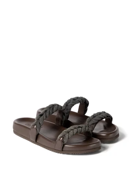 Sandale Brunello Cucinelli din piele maro