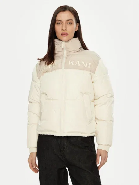 Яке Karl Kani Retro Essential Puffer Jacket Off White/ Sand XS бяло