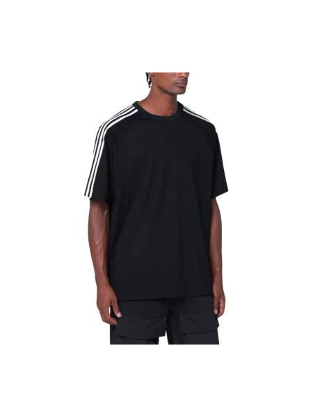 Krótka koszula Y-3 w paski z krótkim rękawem czarna