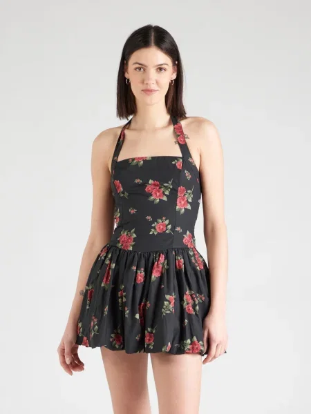 HOLLISTER Rochie verde / roșu negru