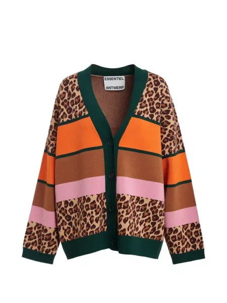 Cardigan Essentiel Antwerp cu imagine cu model leopard maro