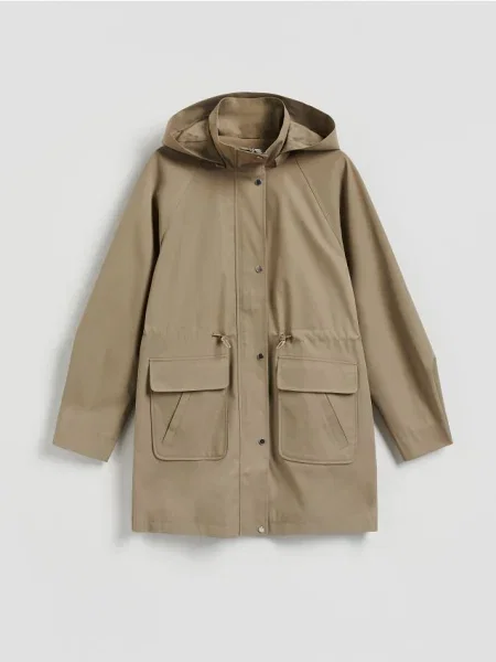 Reserved Kurtka parka z kapturem jasnozielony