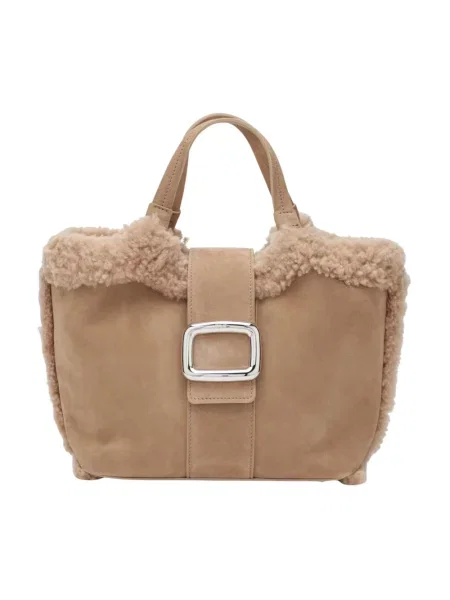 Shopperka Roger Vivier skórzana brązowa