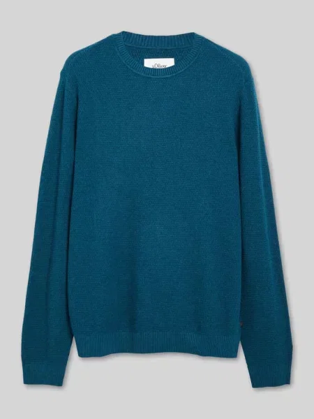 Sweter o fakturze strukturalnego splotu z czystej bawełny S.oliver Red Label błękitny