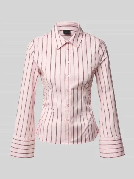 Bluzka koszulowa z mieszanki bawełny z kołnierzykiem koszulowym Gina Tricot różowa