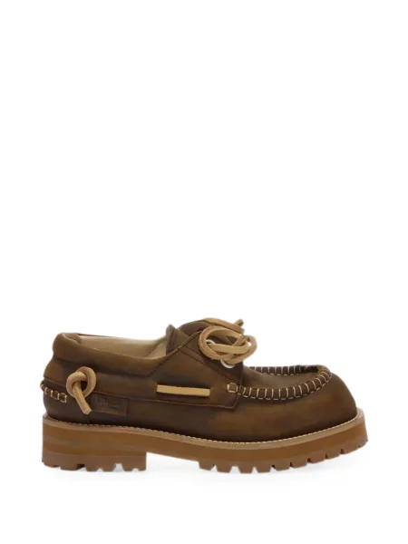 Pantofi loafer Moschino cu șireturi din dantelă maro