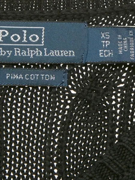 Плетен пуловер Polo Ralph Lauren с V-образно деколте черно