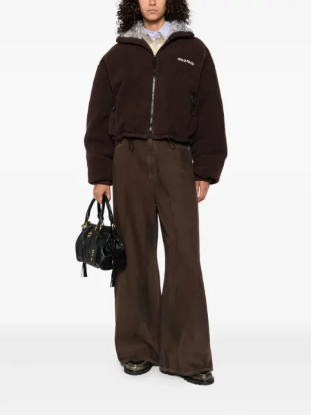 Geacă cu puf Miu Miu din fleece maro