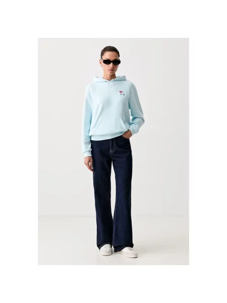 Haftowana bluza z kapturem Kenzo z kapturem niebieska