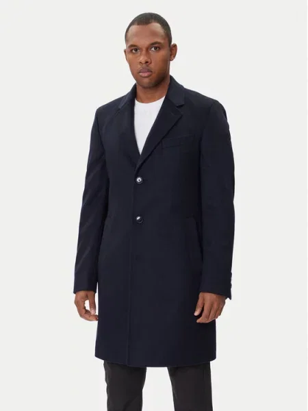 BOSS Volneni plašč Hyde Mornarsko modra