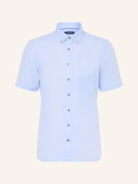 Strokesman's Košile S Krátkým Rukávem Comfort Fit S Lnem tmavě modrá