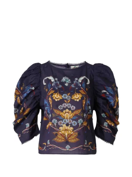 Top Farm Rio cu model floral cu imagine albastru