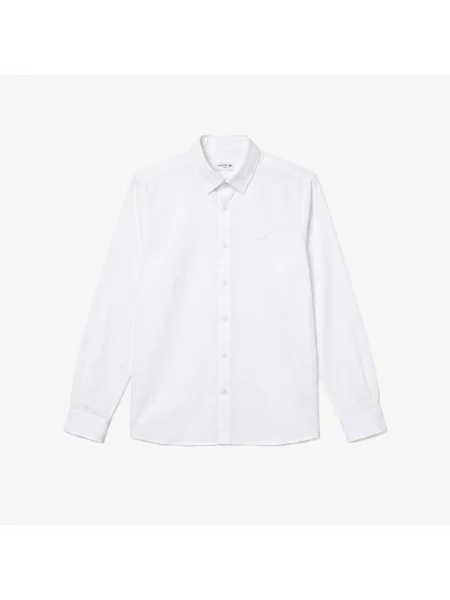 Lacoste Koszula O Wąskim Kroju Z Kołnierzykiem Na biała