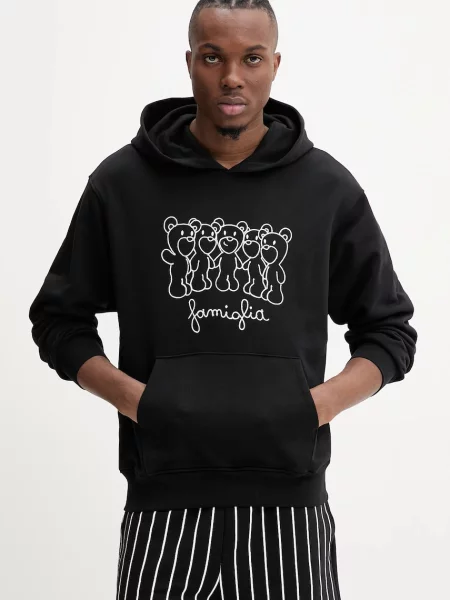 Dukserica Inbetweeners s kapuljačom s aplikacijom crna