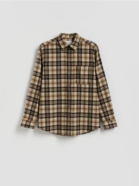 Reserved Картата сорочка regular fit бежевий