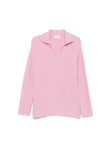 Sweter Laneus wełniany z długim rękawem różowy