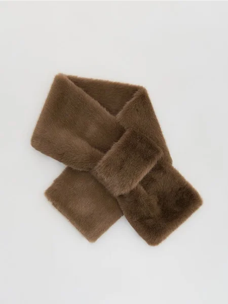 Reserved Szalik z imitacji futra brązowy