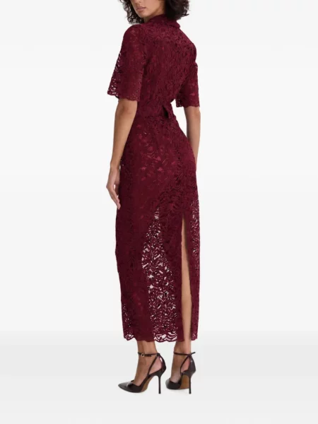 Cu centură rochie midi Moos Studio din dantelă roșu