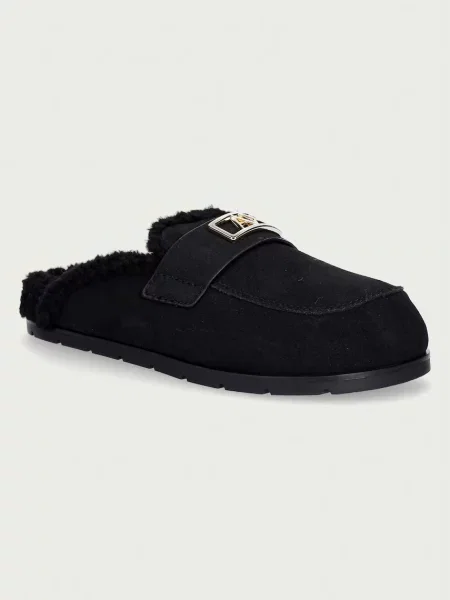 Armani Exchange papuci de casă pentru femei din piele întoarsă negru