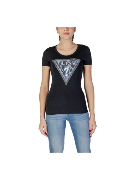 Koszulka Guess z kamieniami czarna