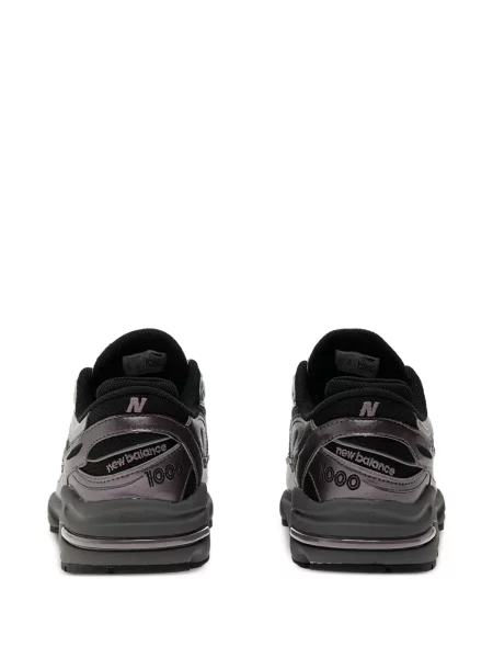 Кожаный плисиран суичър с качулка New Balance черно