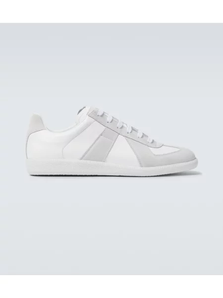 Sneakerși Maison Margiela din piele de căprioară alb
