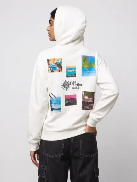 Vans mikina s kapucňou dámska s bavlnou biela