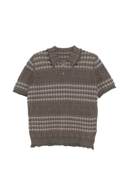 Dzianinowy kołnierzykowy top Jnby brązowy