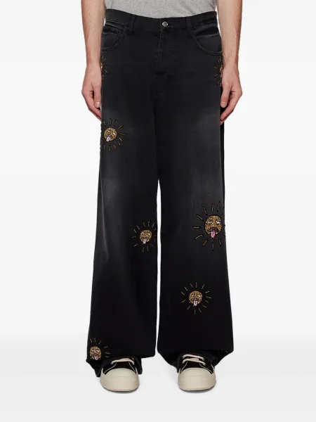 Džíny Nahmias s korálky černé