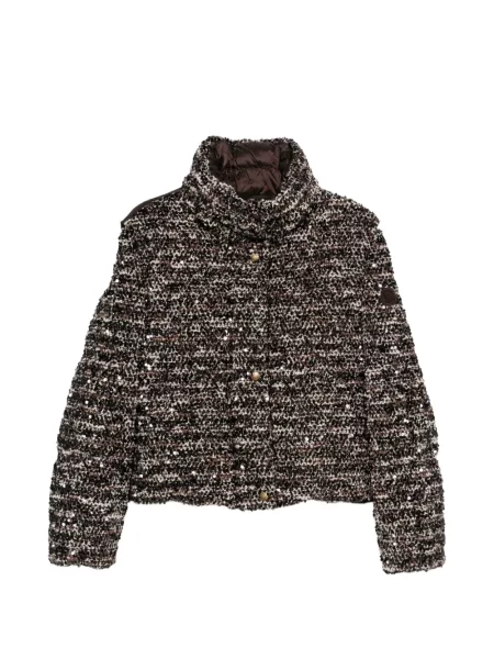 Geacă Moncler cu paiete din tweed negru