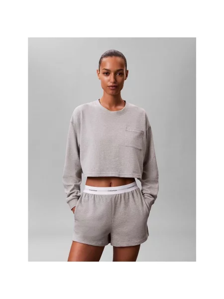 Kratak kratke traper hlače Calvin Klein Jeans od jersey s autogramom siva