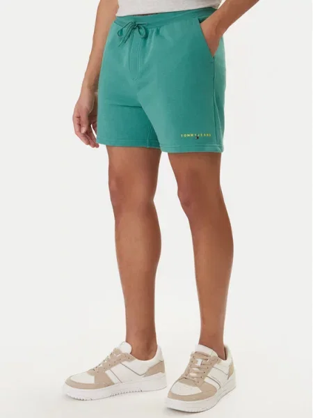 Tommy Jeans Pantaloni scurți sport Contrast Linear verde